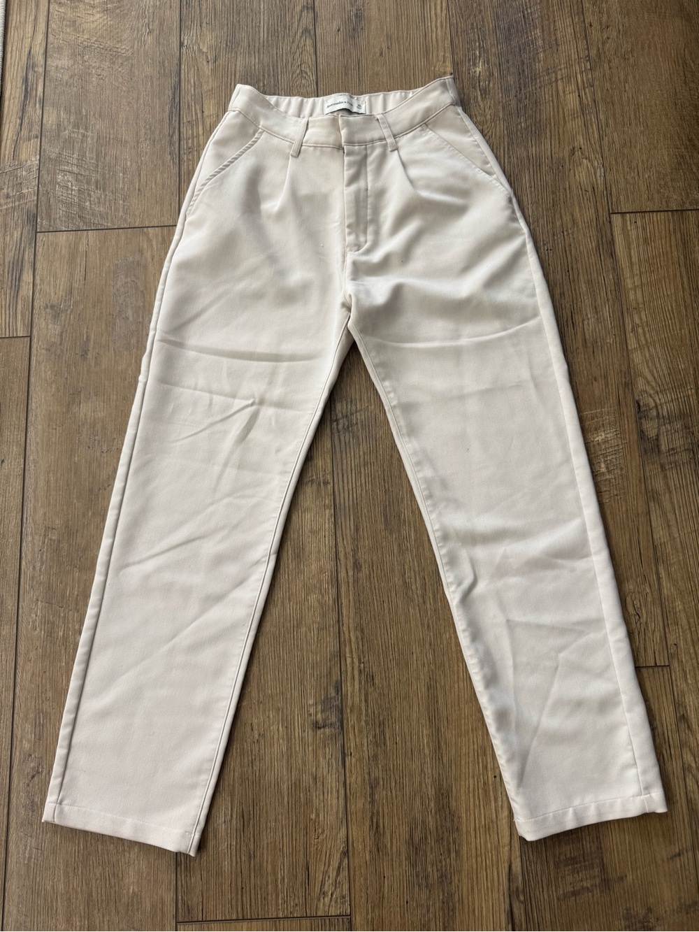 Abercrombie & Fitch Cream Straight Leg Trousers